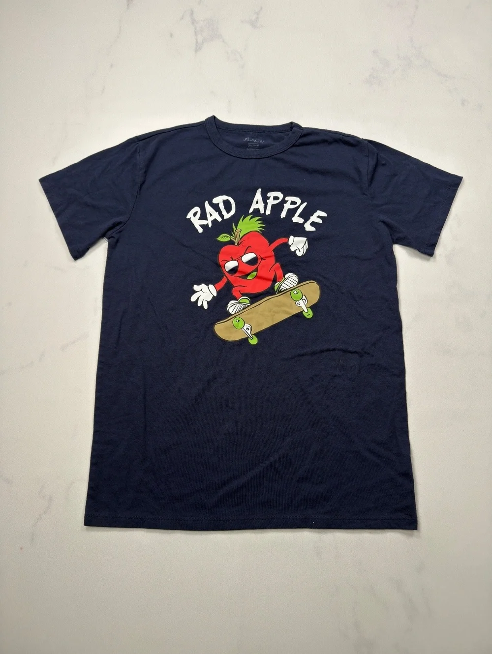 The Children's Place Graphic T-Shirt Navy Rad Apple Skateboard - Boys XXL